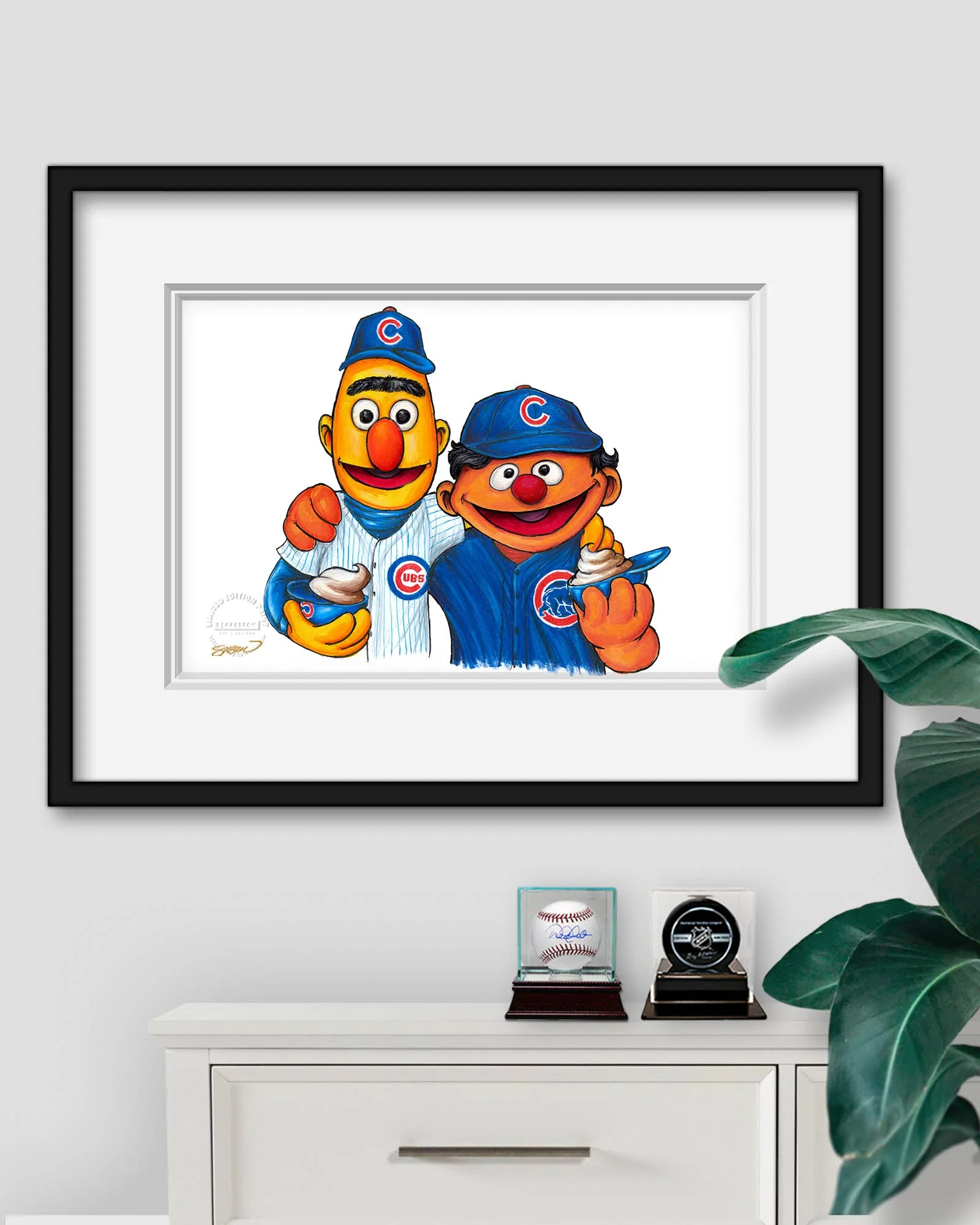 Bert and Ernie x MLB Cubs Limited Edition Art Print by S. Preston Art + Designs - Image 3