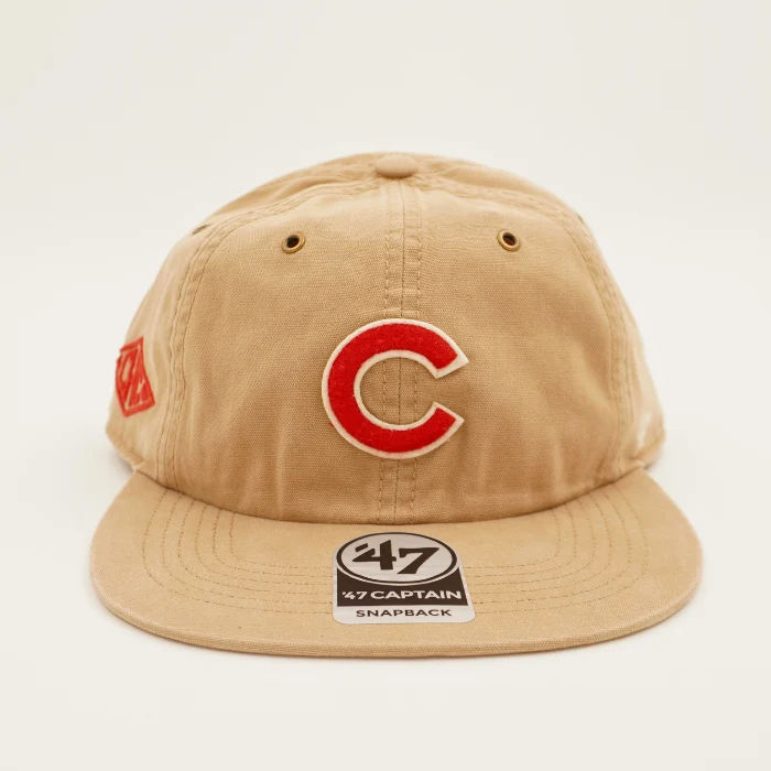 Chicago Cubs Logo Home Ragler Adjustable Cap in Khaki by '47 Brand - Image 3