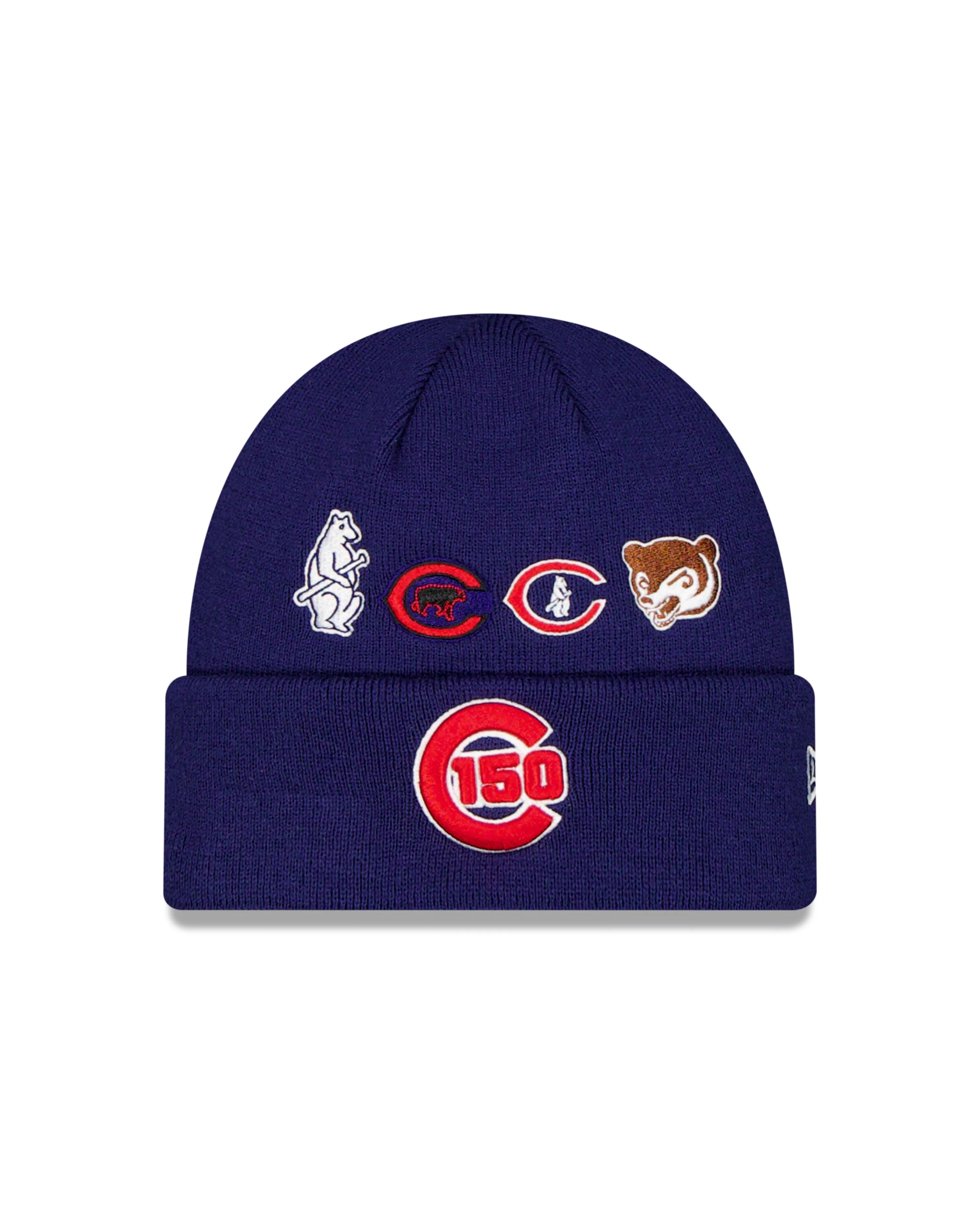 Chicago Cubs 150th Anniversary Logos Cuff Knit Beanie by New Era