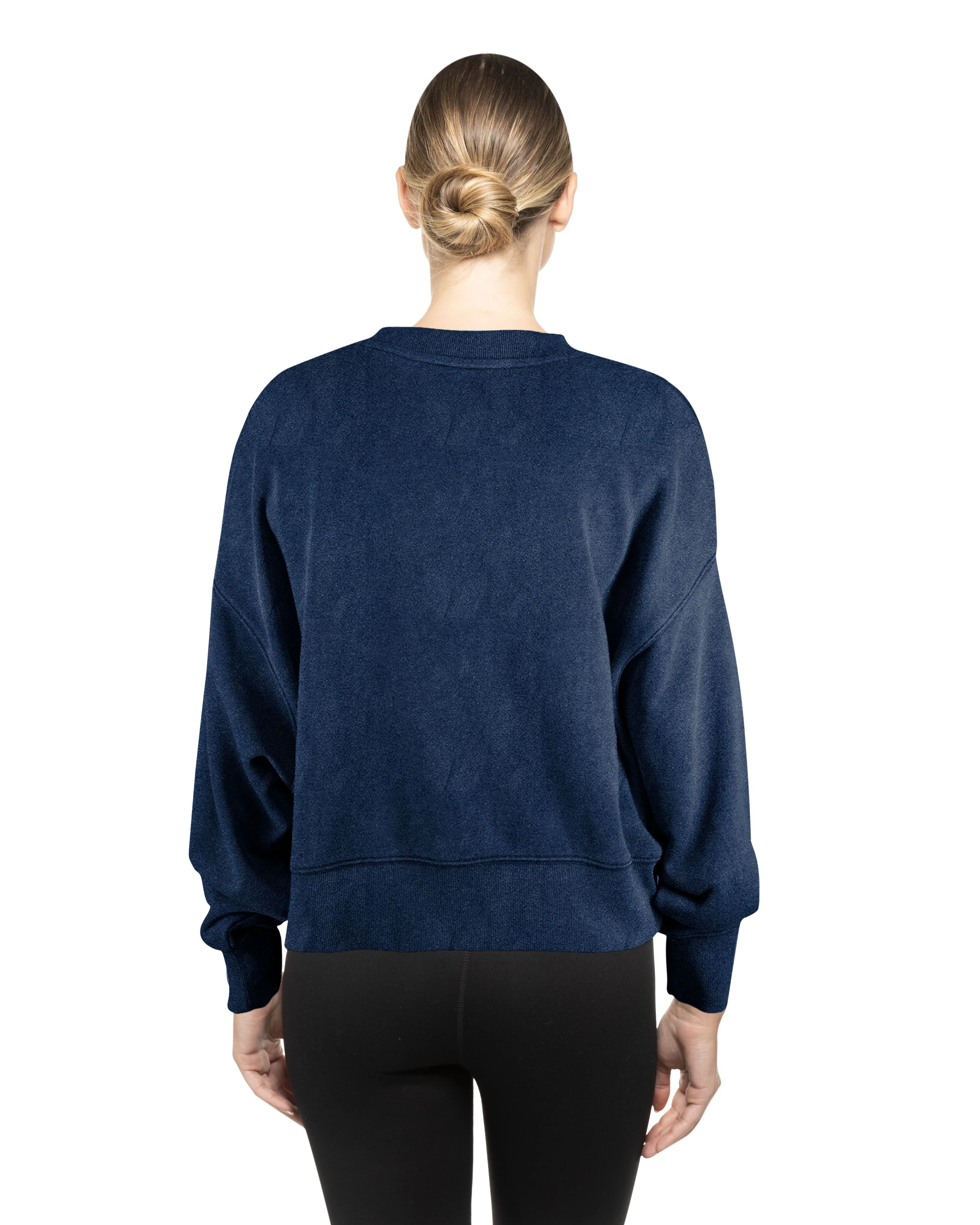 Chicago Cubs 1914 Throwback Navy Women's Crew Sweatshirt by New Era - Image 4