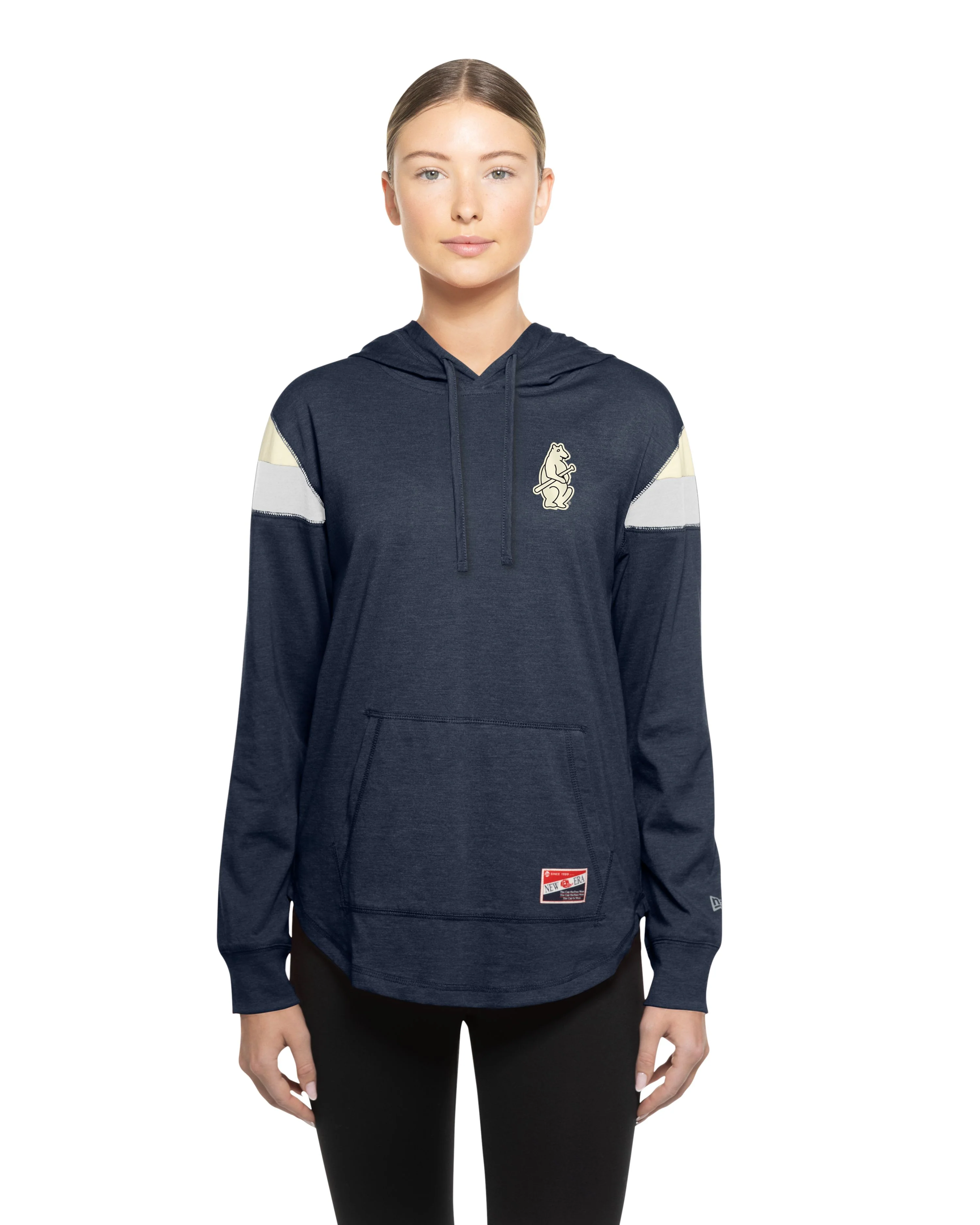 Chicago Cubs 1914 Throwback Navy Women's Raglan Hoodie by New Era - Image 3