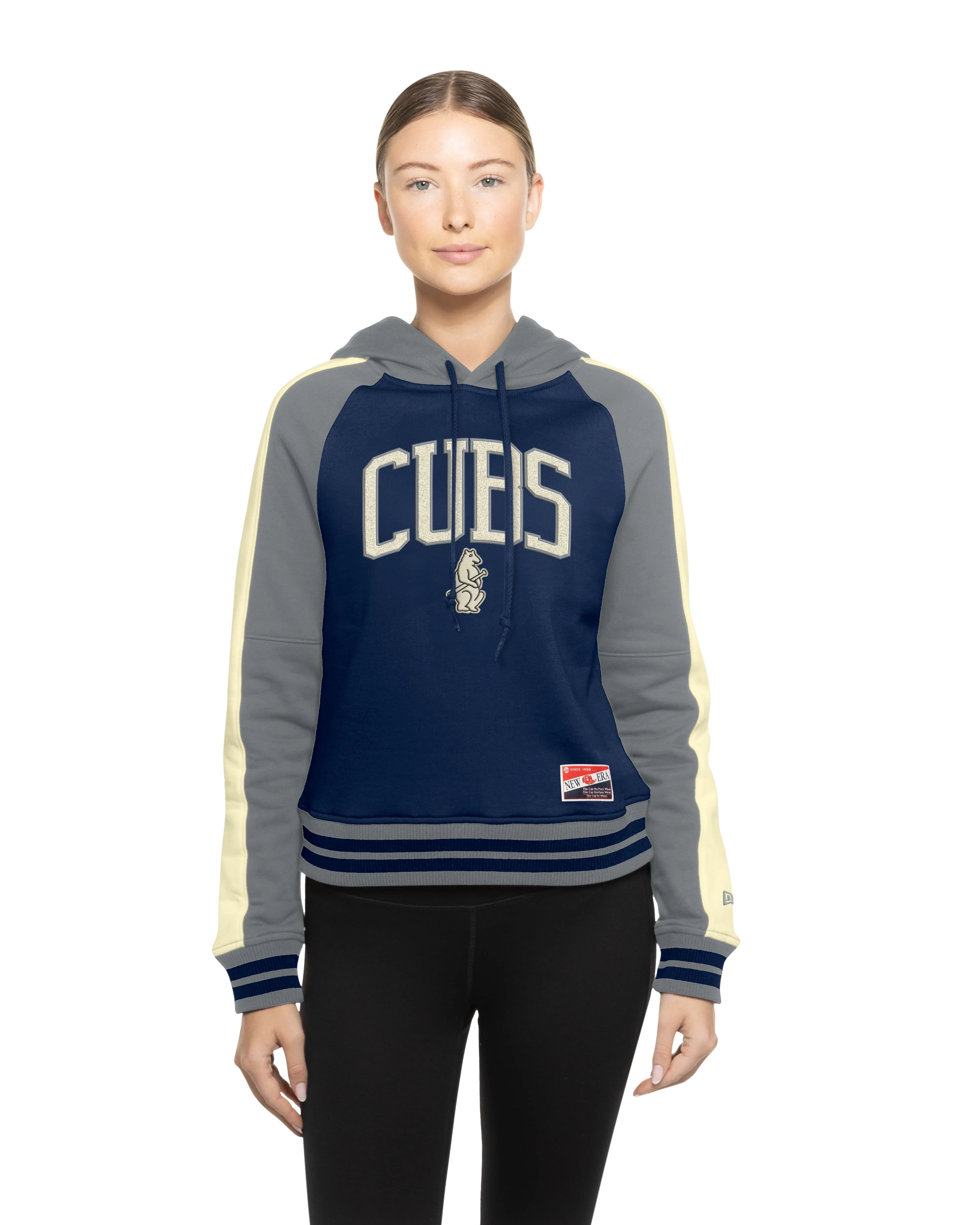 Chicago Cubs 1914 Throwback Women's Pullover Hoodie Navy by New Era - Image 3