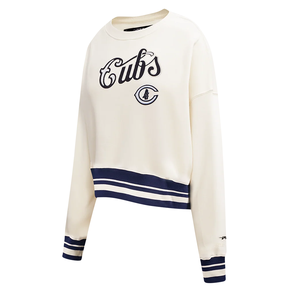 Chicago Cubs 1929 Logo Women's Cream Crewneck by Pro Standard - Image 3