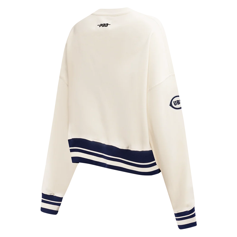 Chicago Cubs 1929 Logo Women's Cream Crewneck by Pro Standard - Image 4