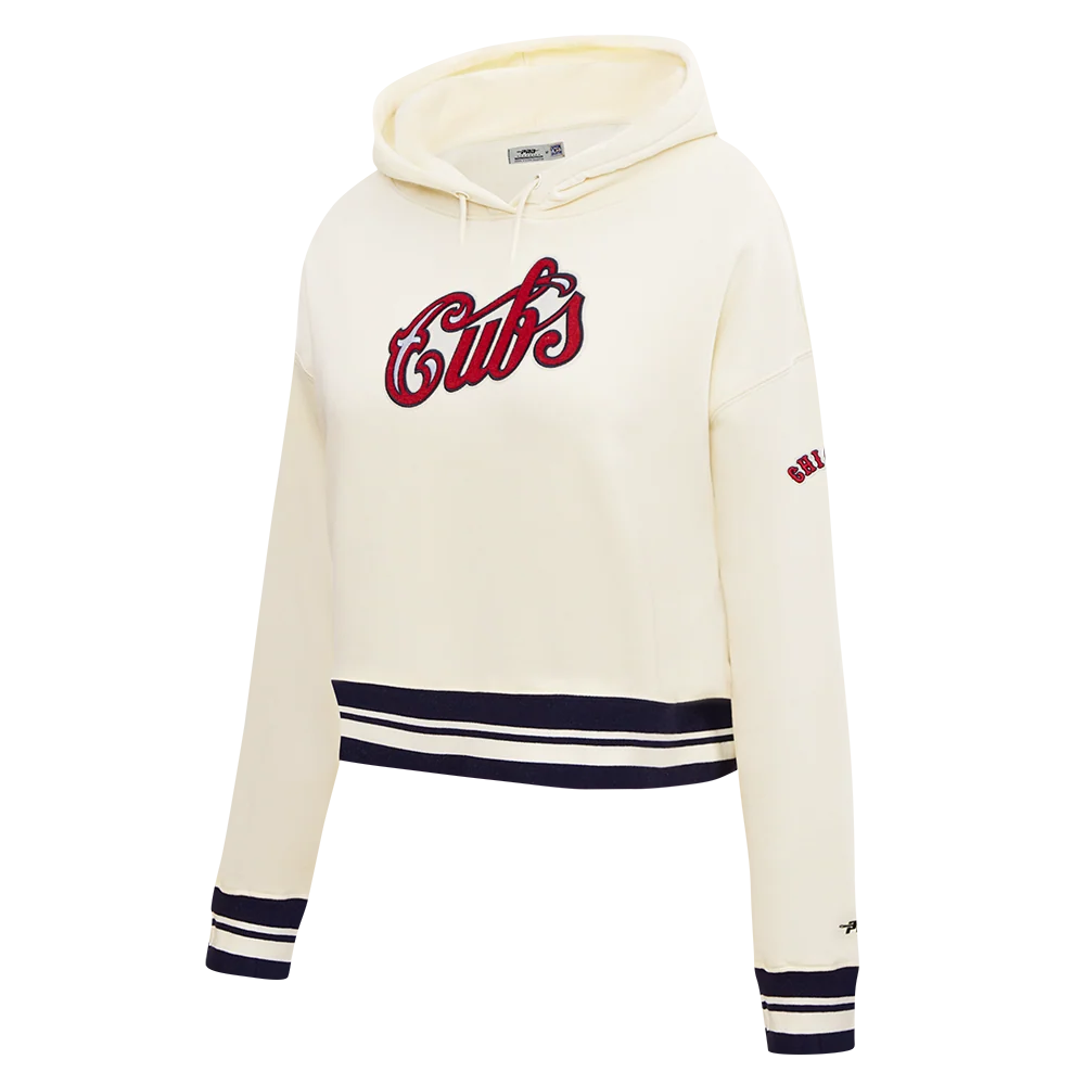 Chicago Cubs 1929 Logo Women's Cream Hoodie by Pro Standard - Image 3
