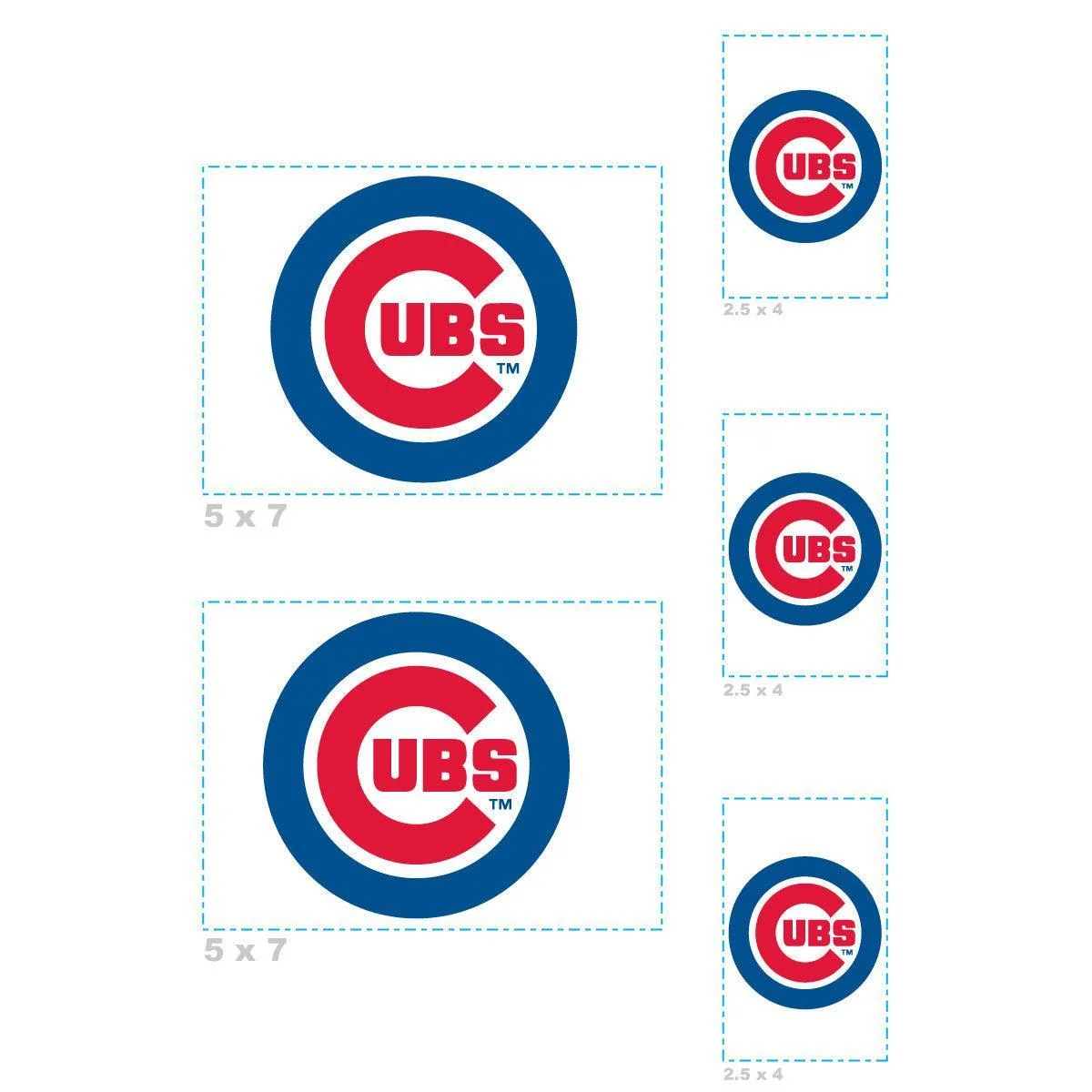 Chicago Cubs - 5 Logo Minis (Mixed Sizes) - Official MLB - Reusable Vinyl Decals - Image 3