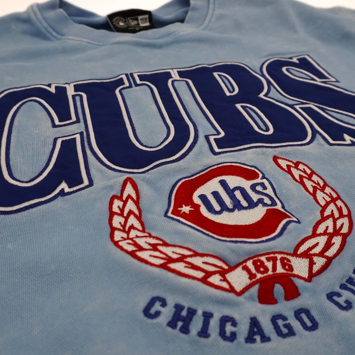 Chicago Cubs Blues Alternate Logo Crest Crewneck Sweatshirt by New Era - Image 2