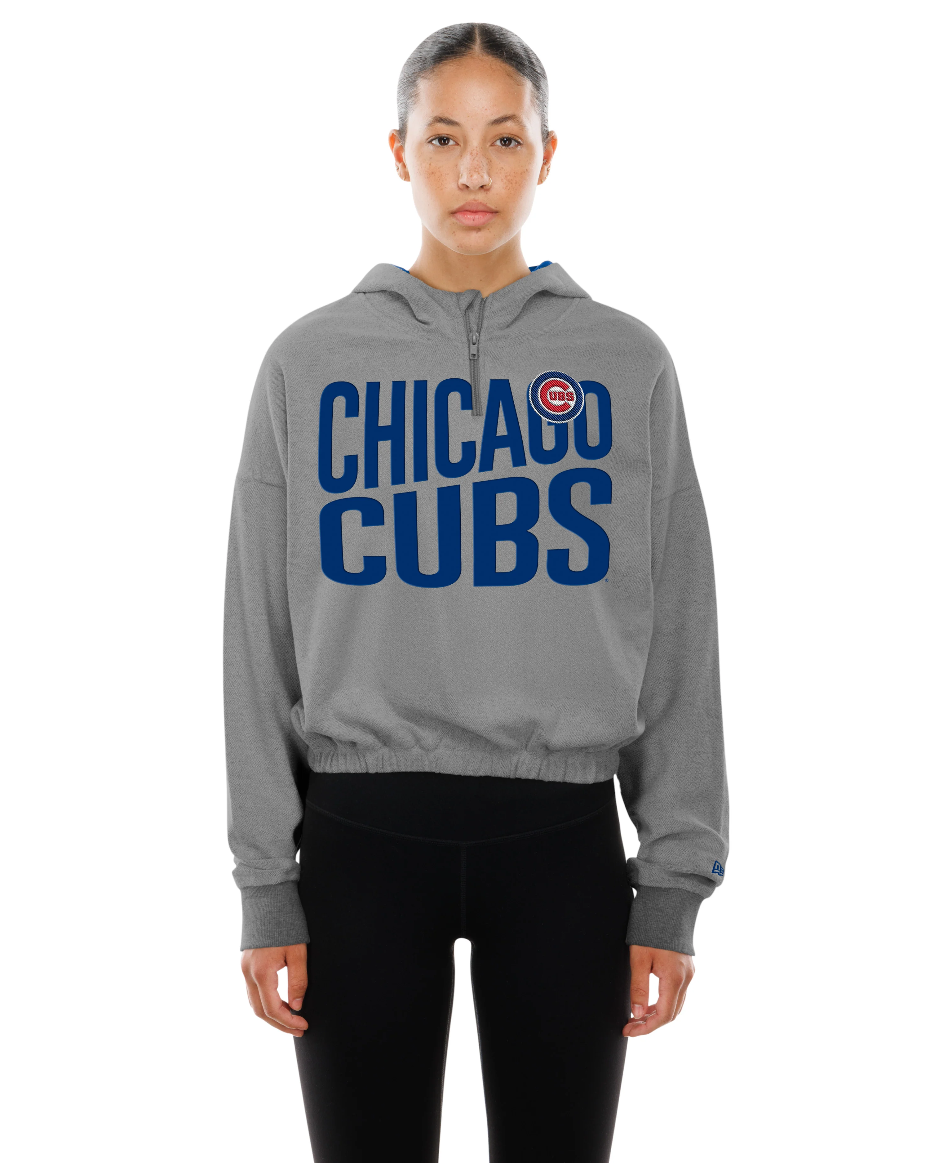 Chicago Cubs Bullseye Women's Sportnight Quarter Zip Hoodie by New Era - Image 3