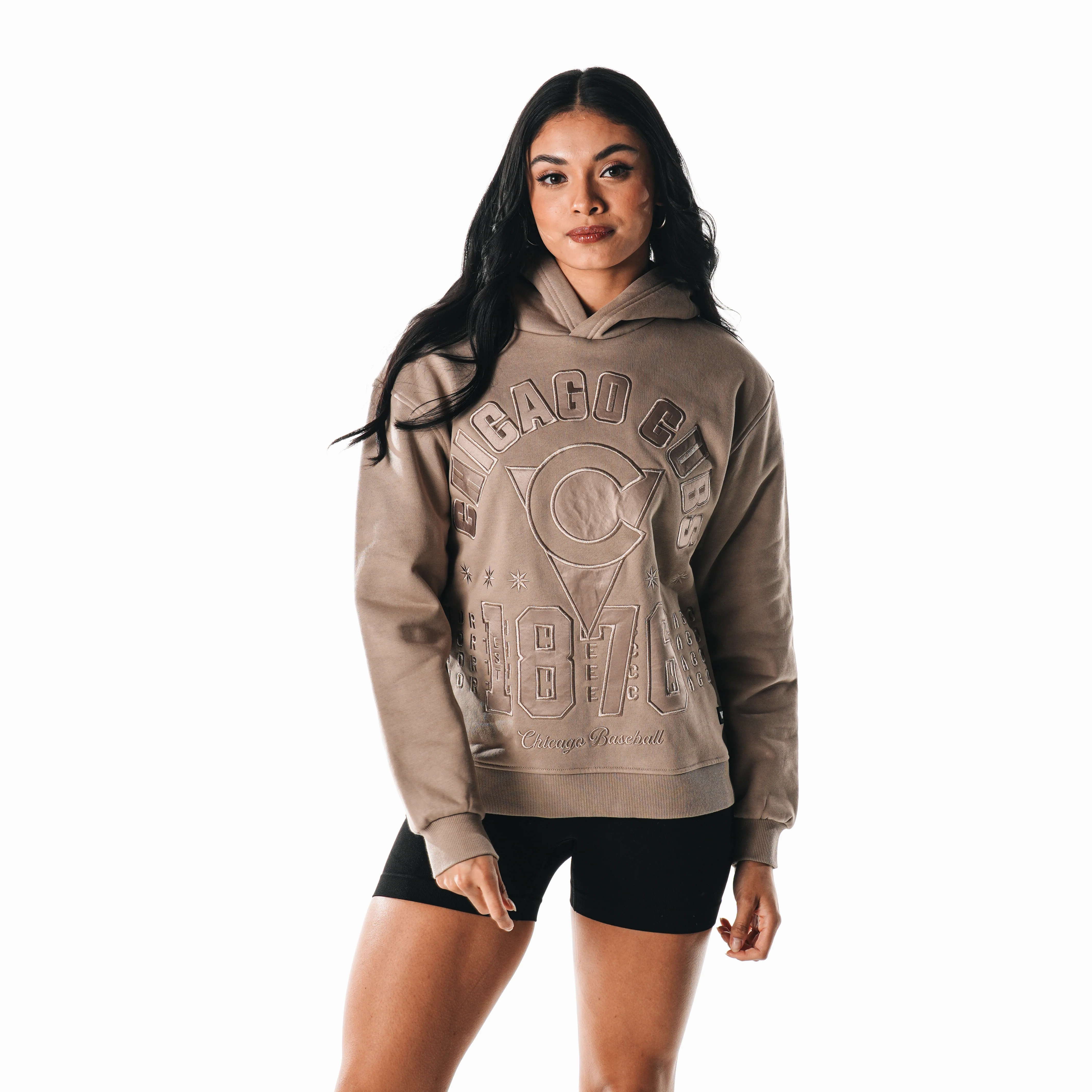 Chicago Cubs C Logo Women's Brown Tonal Hoodie by The Wild Collective - Image 2