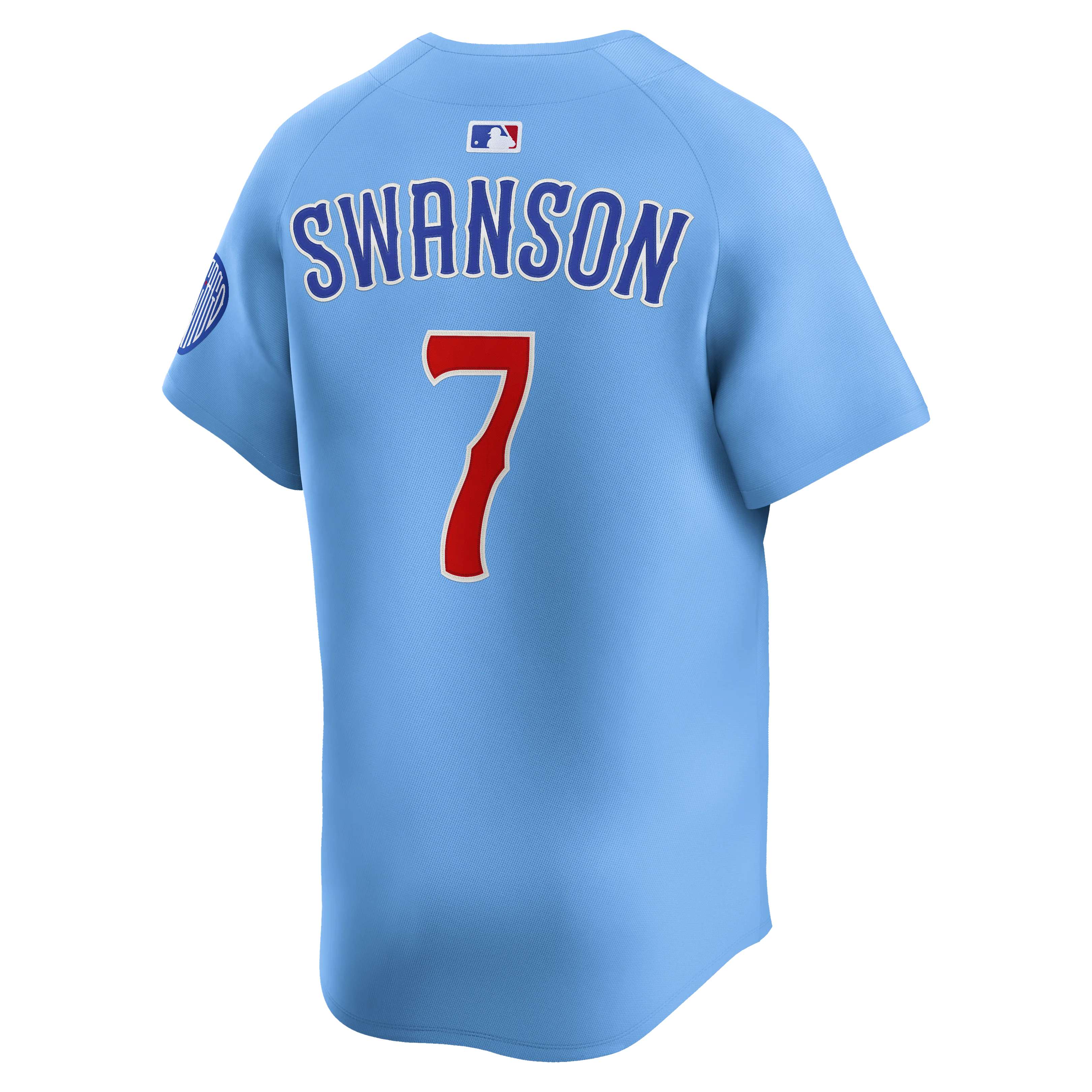 Chicago Cubs Dansby Swanson Blues Alternate Limited Baby Blue Jersey by Nike - Image 3