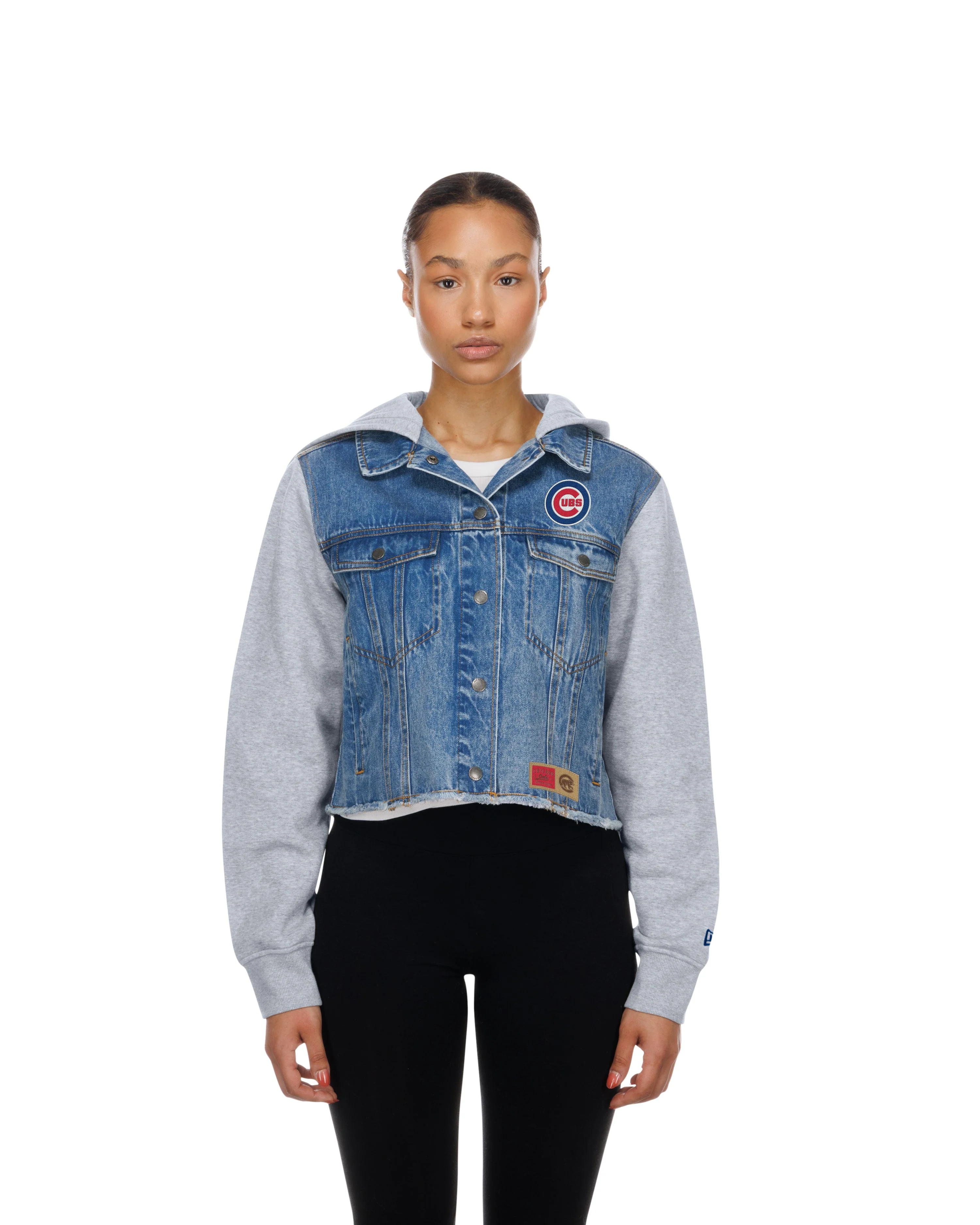 Chicago Cubs Denim Snap Women's Hoodie Blue by New Era - Image 2
