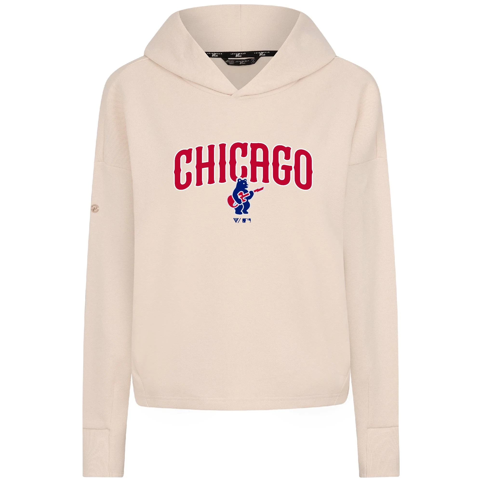 Chicago Cubs Guitar Bear Sweet Women's Hoodie Sand by Levelwear