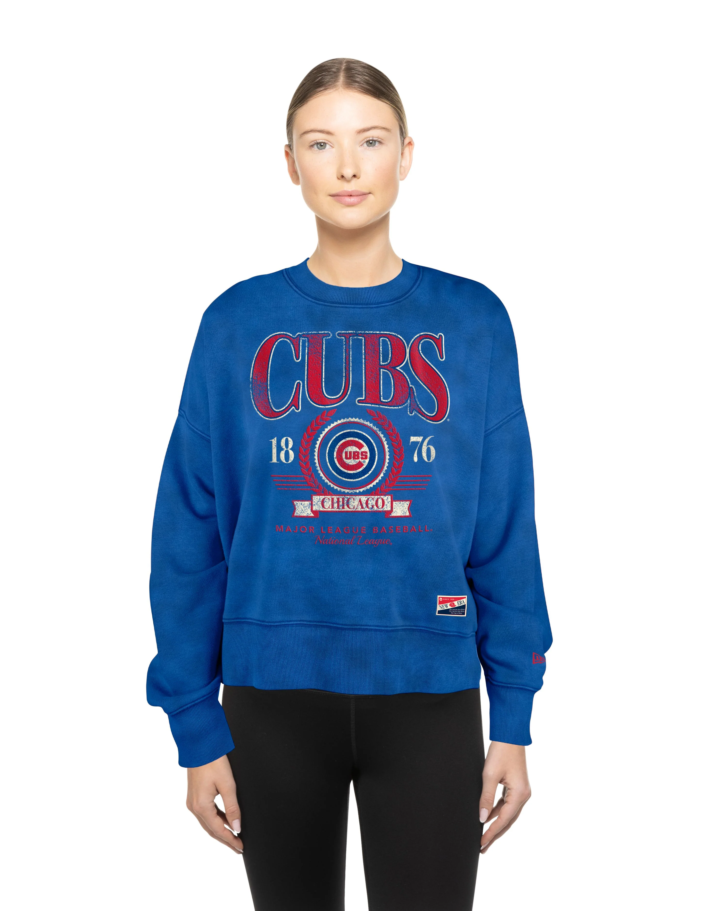 Chicago Cubs Logo Throwback Royal Women's Crew Sweatshirt by New Era - Image 3