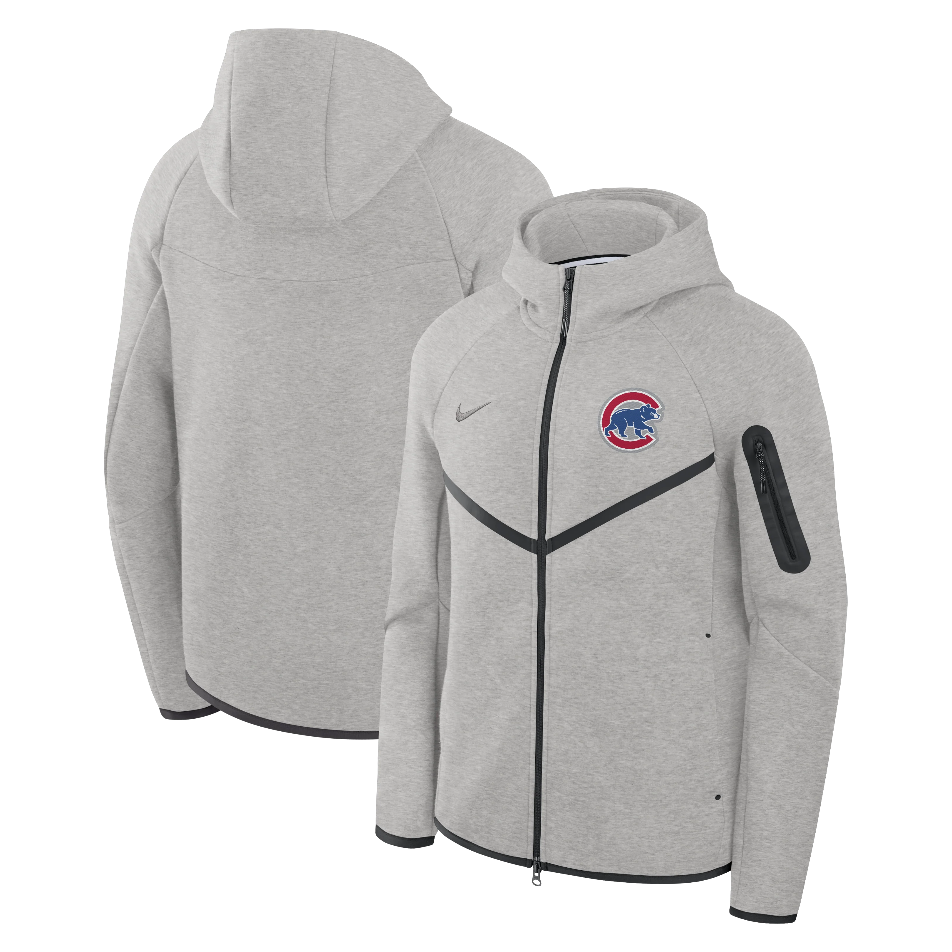 Chicago Cubs Nike Tech Fleece Full-Zip Hoodie in Grey by Nike - Image 3