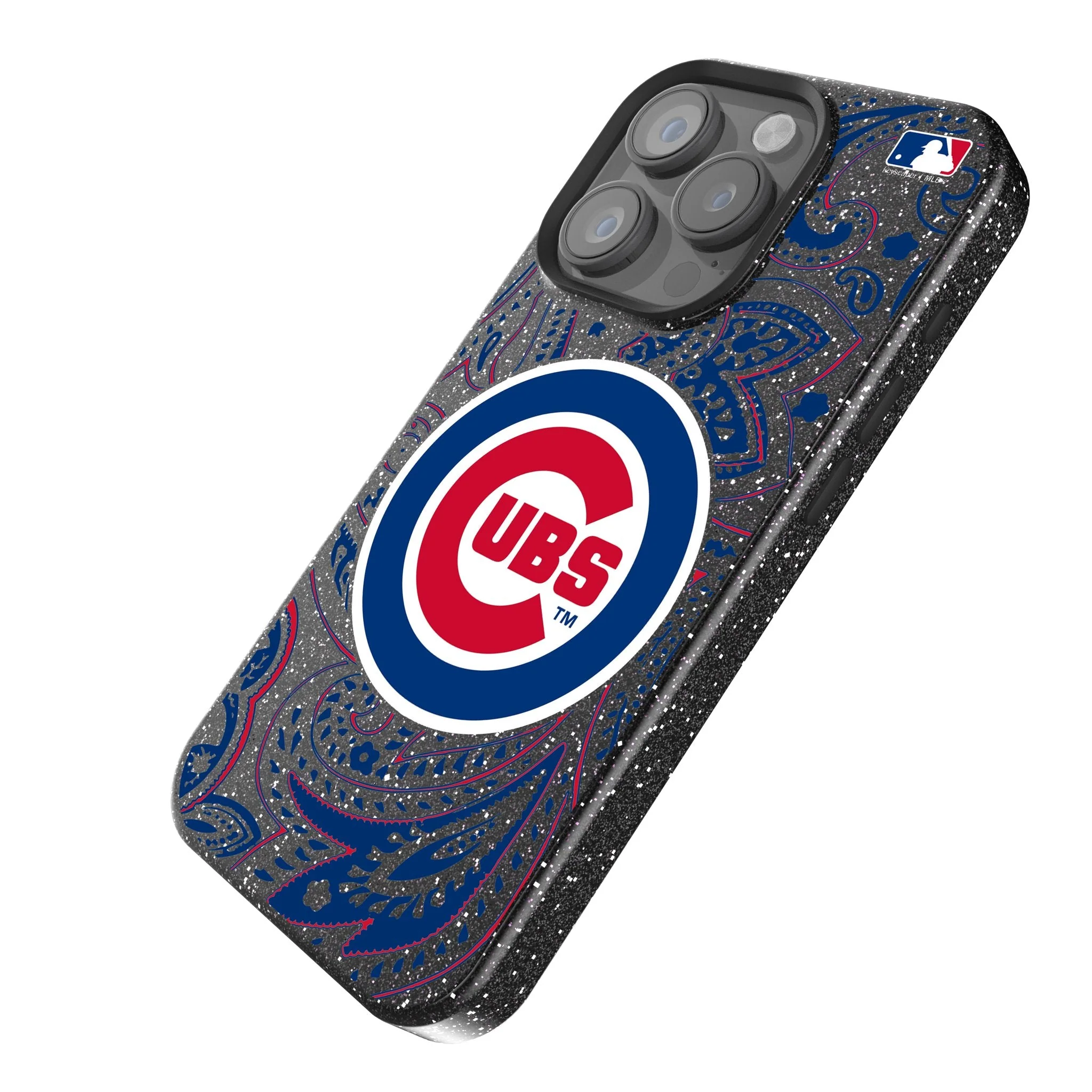Chicago Cubs Paisley Bling Phone Case - Image 2