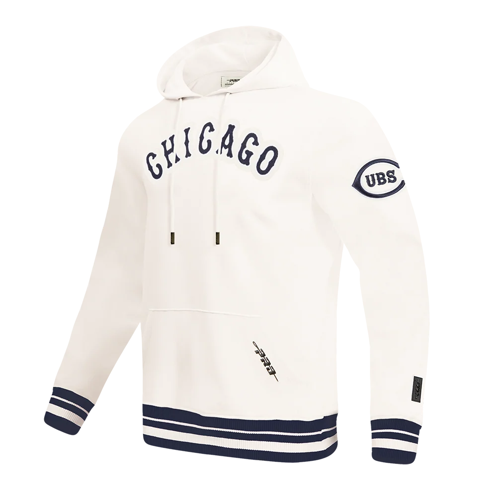 Chicago Cubs Retro Fleece Cream Hoodie by Pro Standard - Image 3