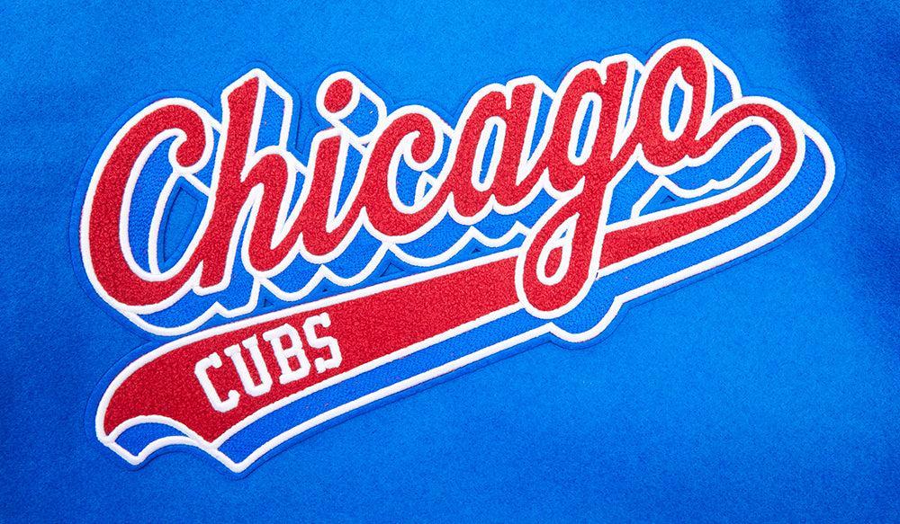 Chicago Cubs Script Wool Varsity Jacket in Royal and Red by Pro Standard - Image 3