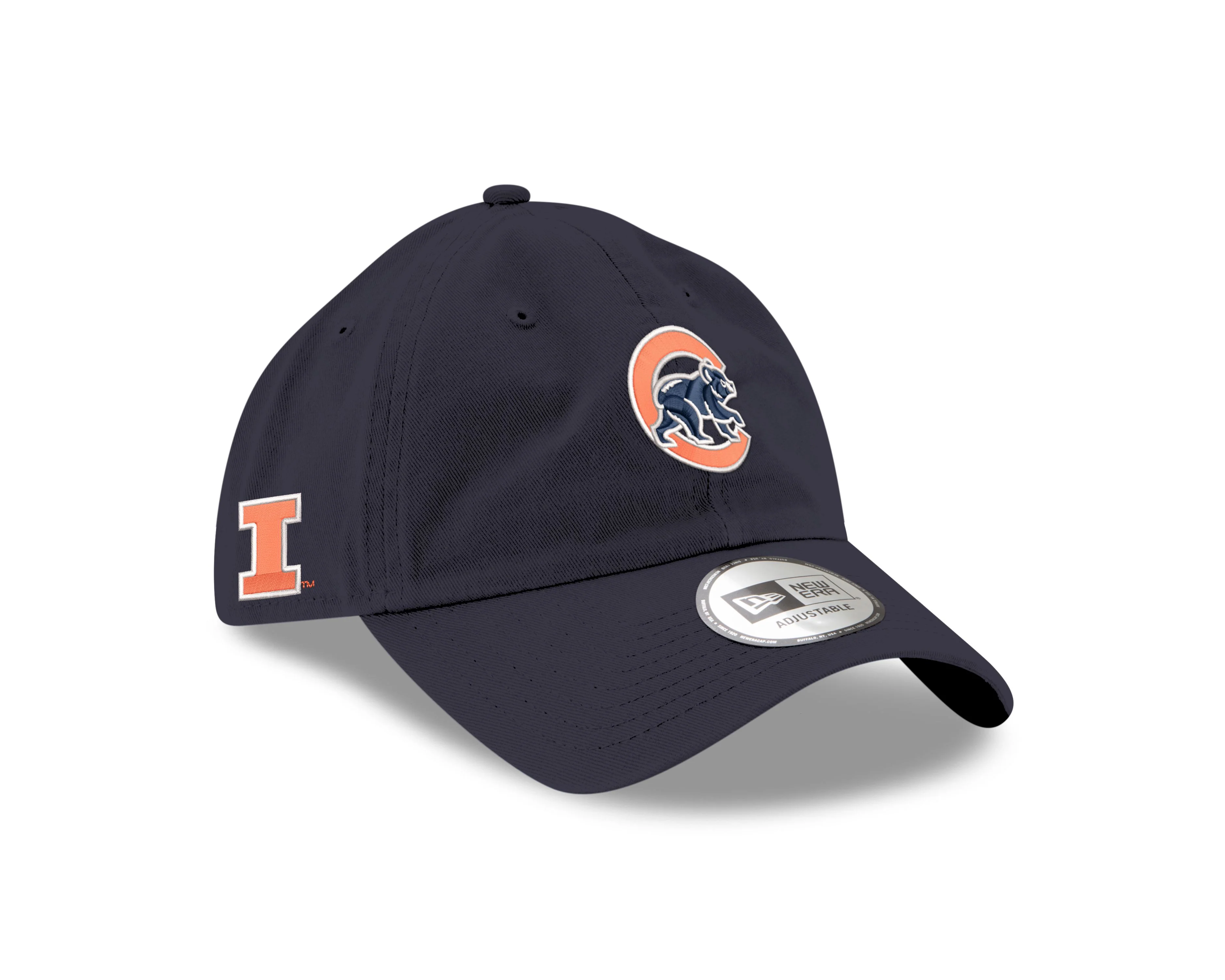 Chicago Cubs x University of Illinois College Adjustable Cap in Navy by New Era