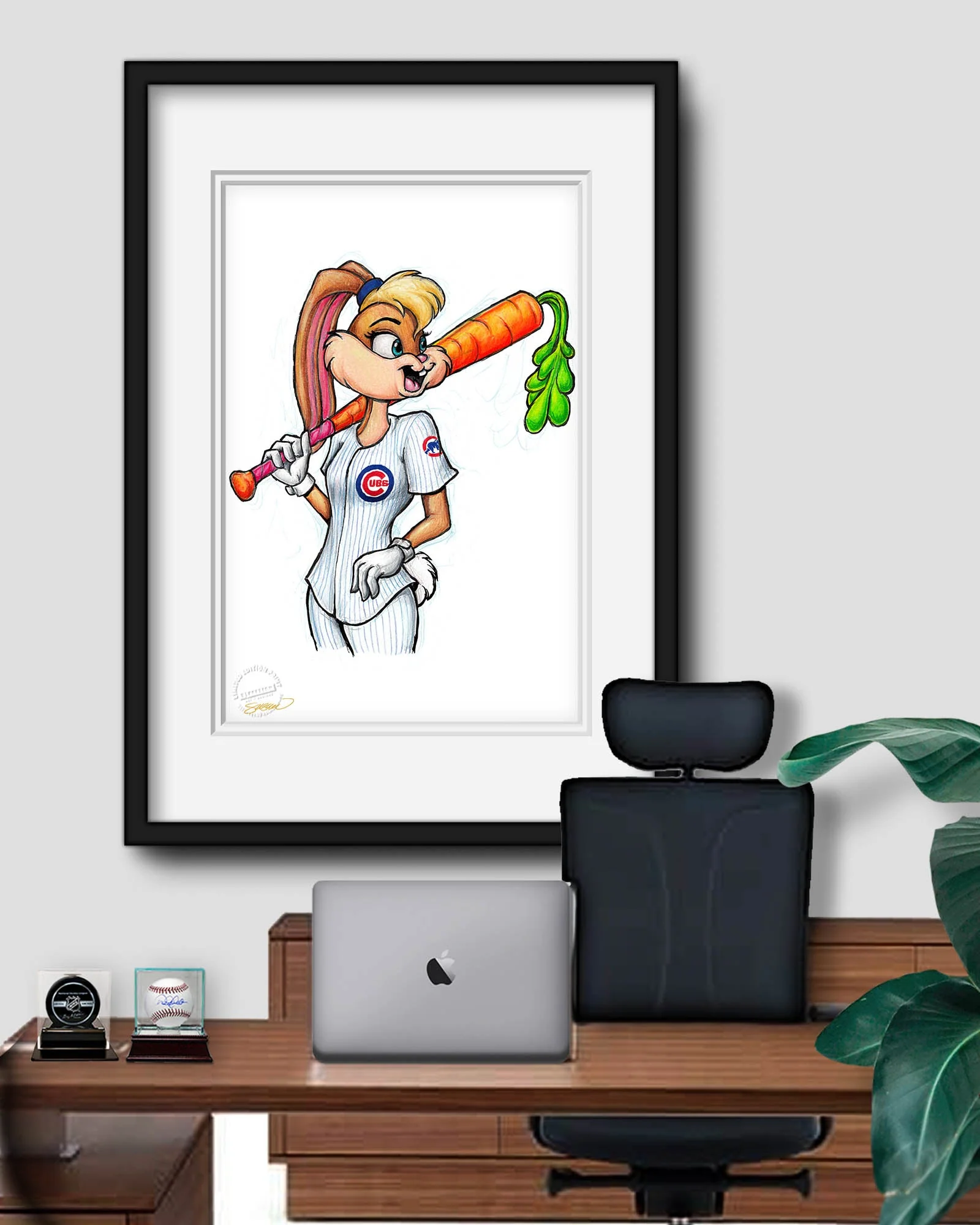 CHICAGO CUBS S. PRESTON LOLA BUNNY X CUBS ART PRINT - Image 3