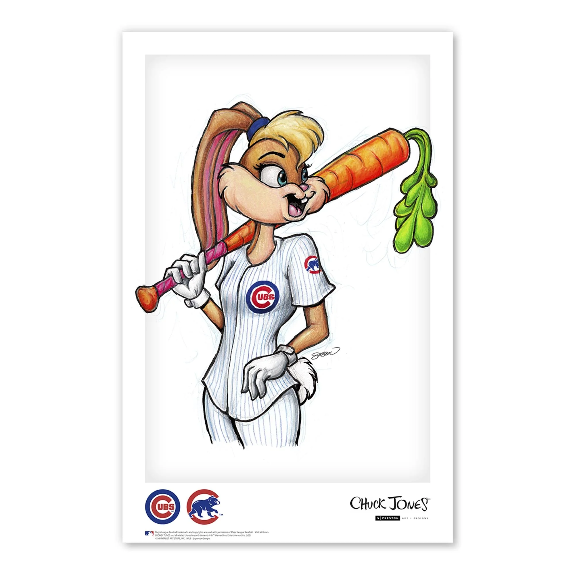 CHICAGO CUBS S. PRESTON LOLA BUNNY X CUBS ART PRINT - Image 4
