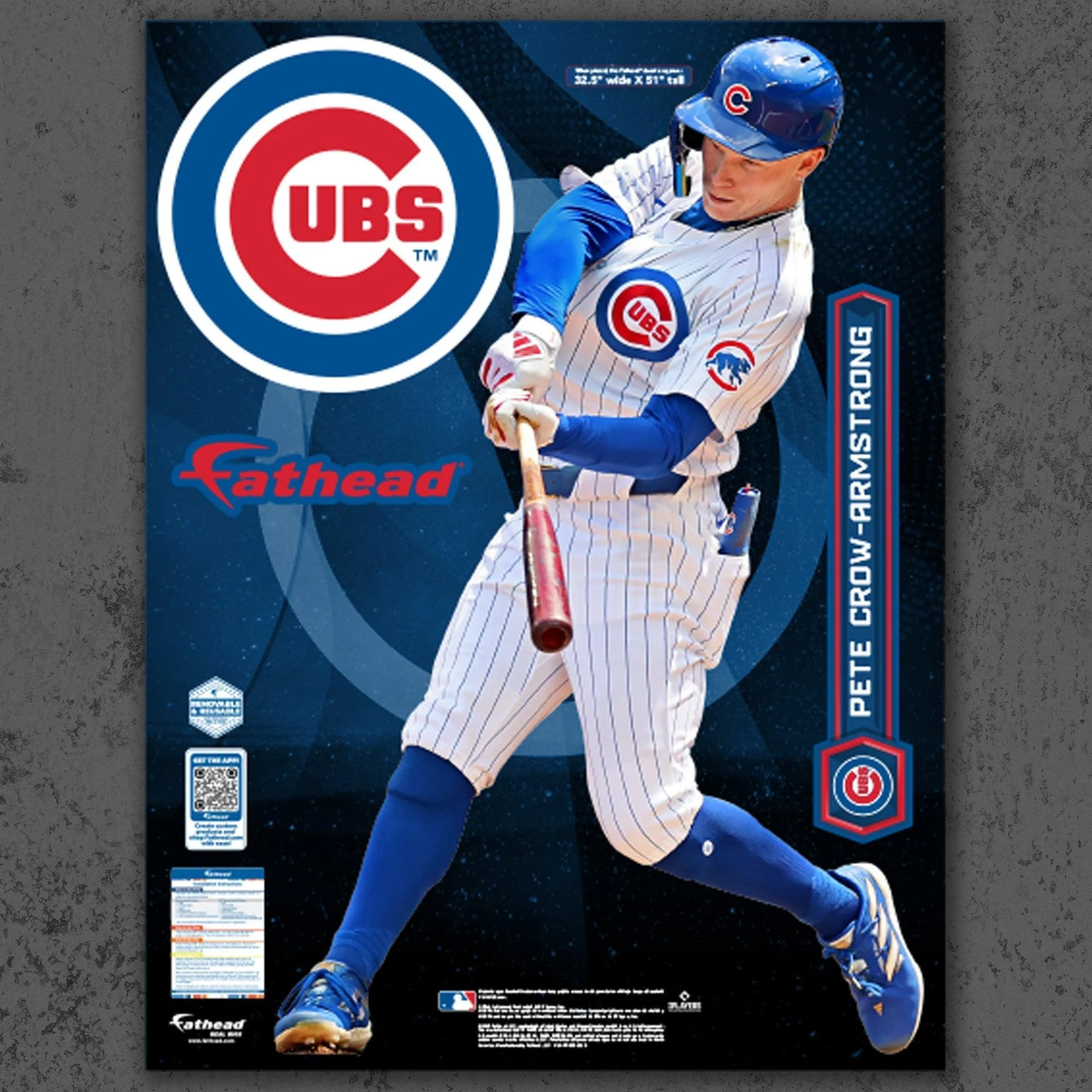 Pete Crow-Armstrong - RealBig Collection - Official MLB - Chicago Cubs - Reusable Vinyl Wall Decals - Image 5
