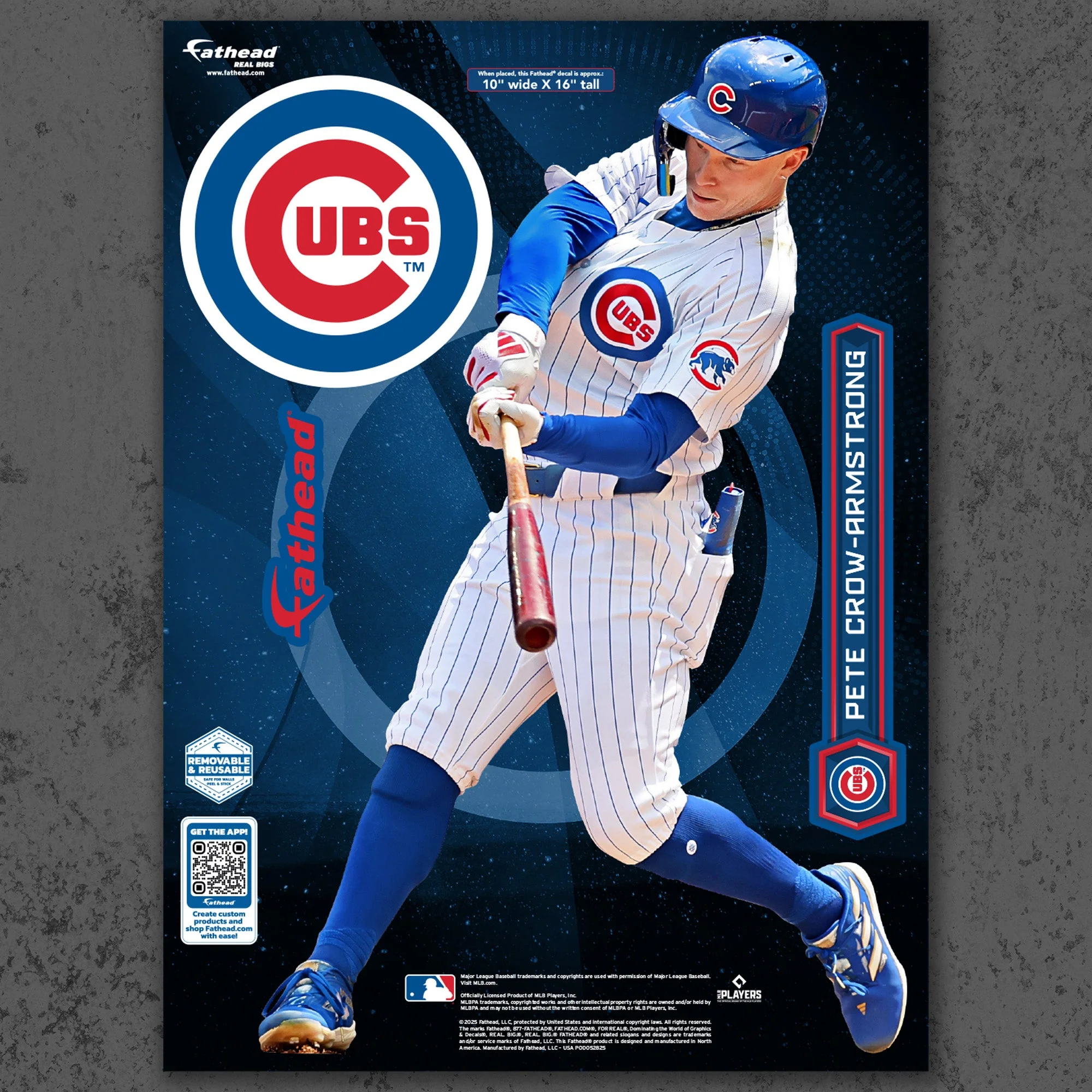 Pete Crow-Armstrong - RealBig Collection - Official MLB - Chicago Cubs - Reusable Vinyl Wall Decals - Image 7