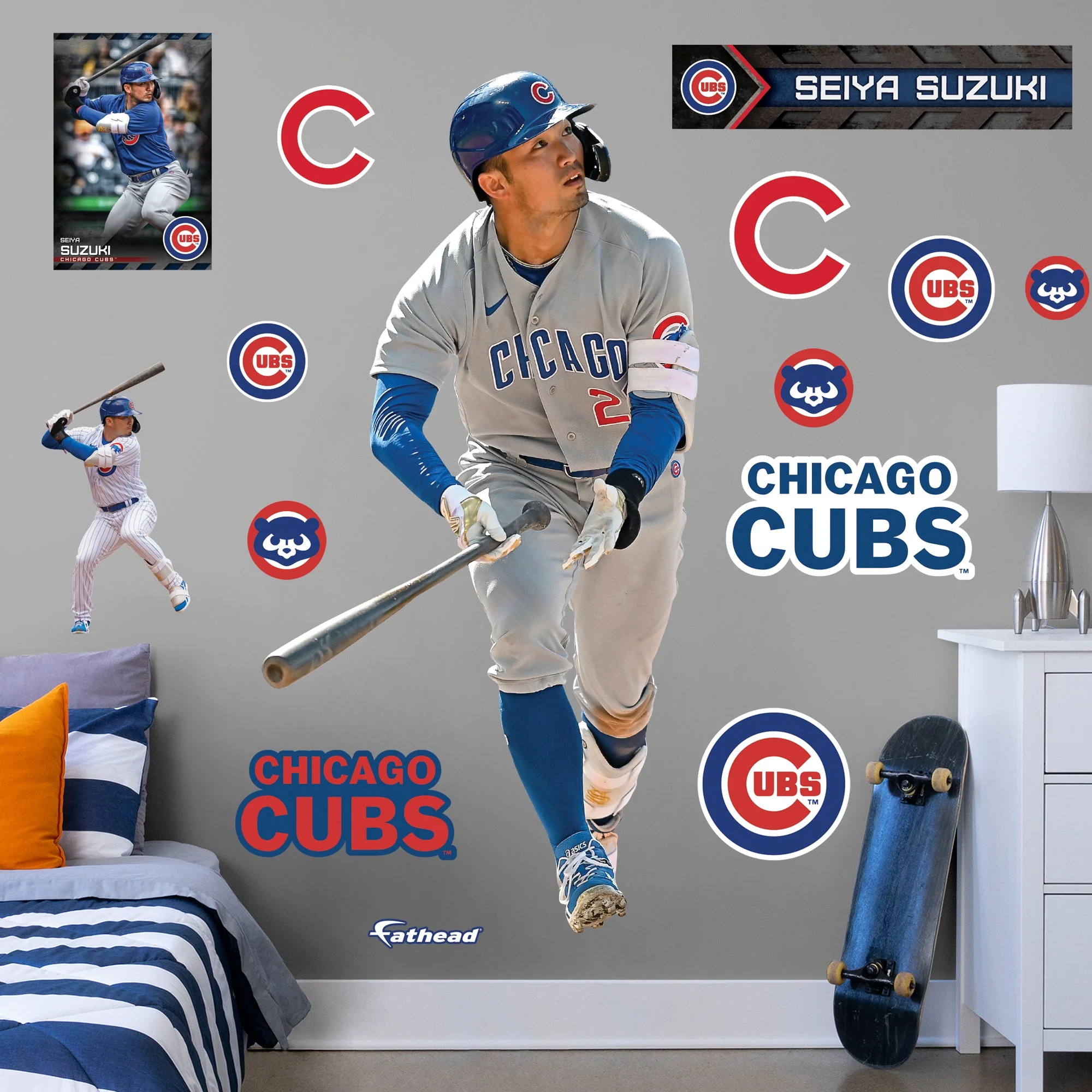 Seiya Suzuki - RealBig Collection - Official MLB - Chicago Cubs - Reusable Vinyl Wall Decals