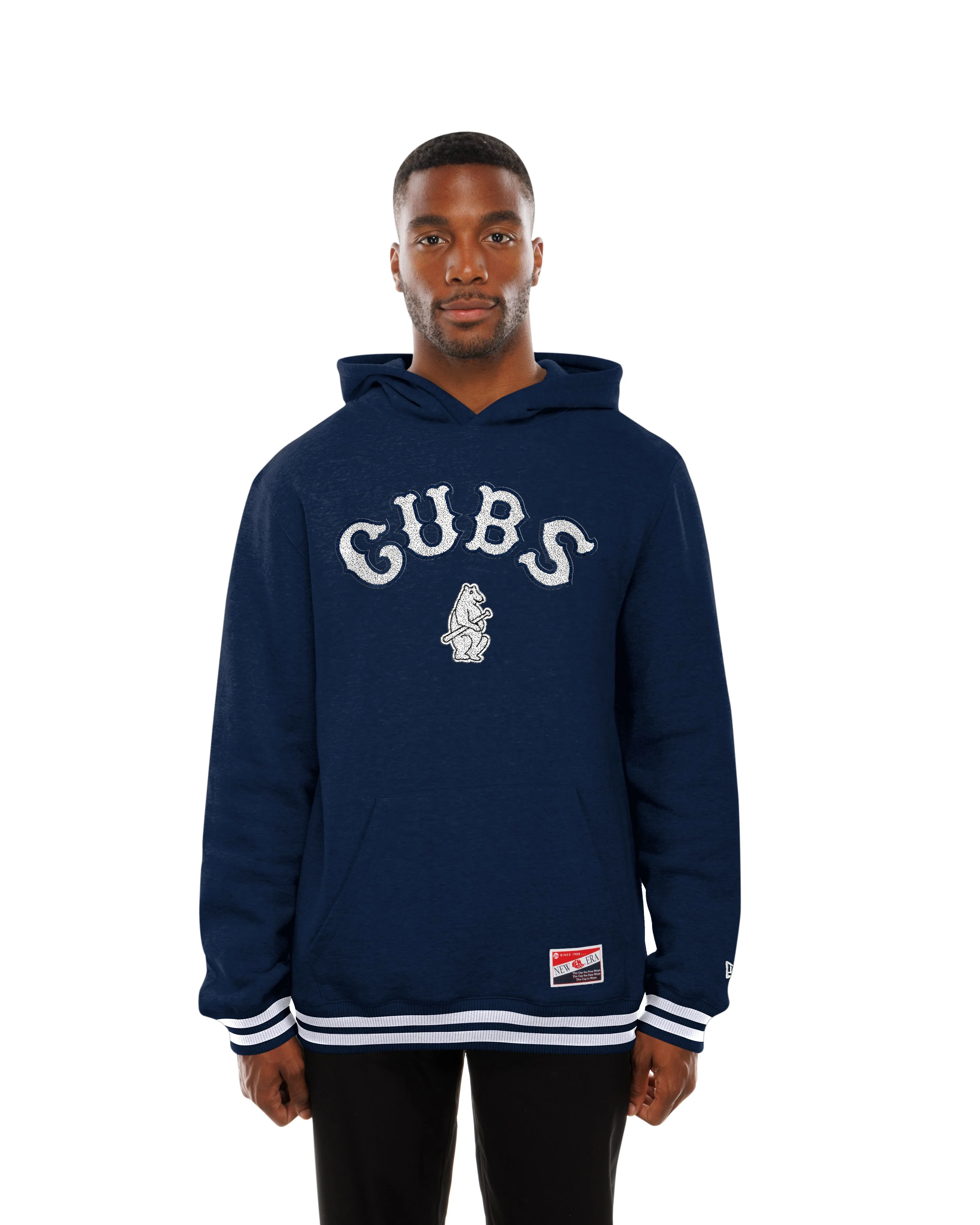 Chicago Cubs 1914 Stacked Throwback Hoodie in Navy by New Era - Image 3