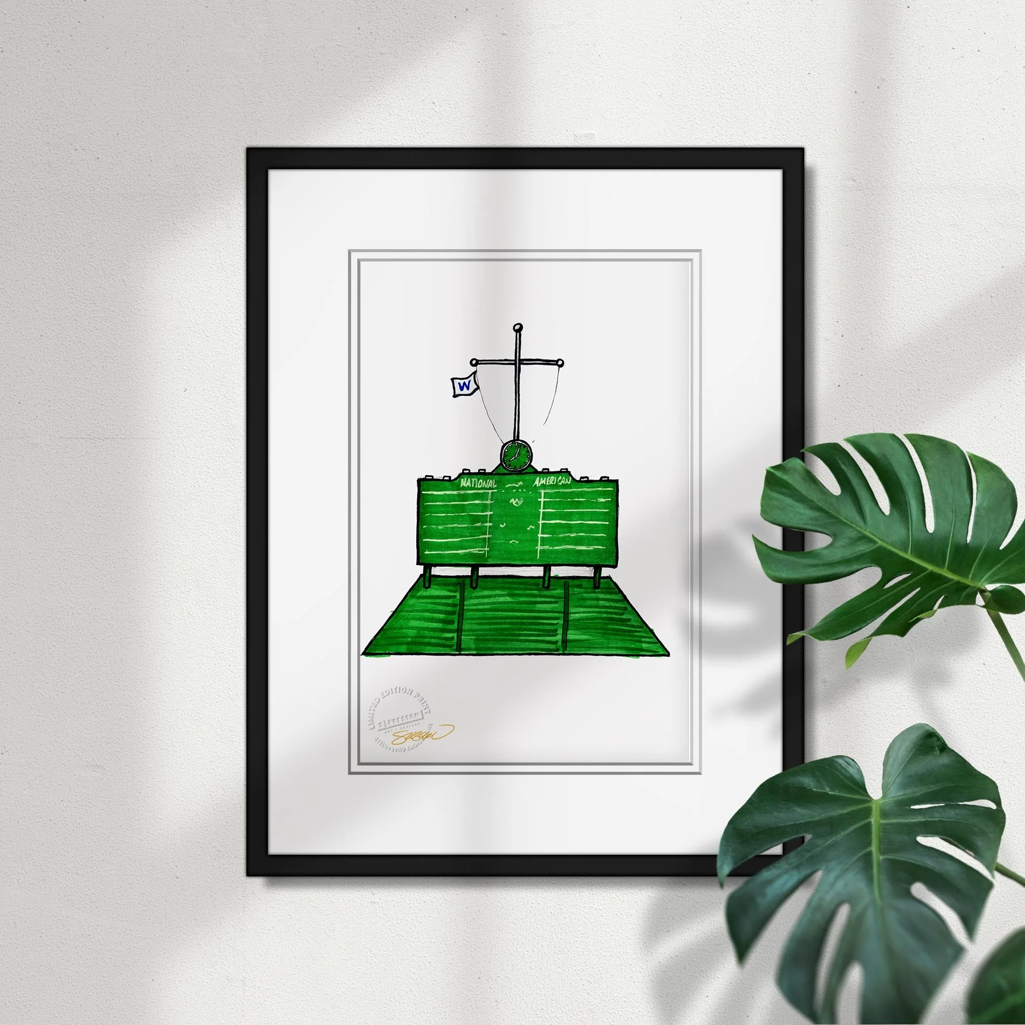WRIGLEY FIELD S.PRESTON INK SKETCH LIMTED EDITION ART PRINT - Image 3