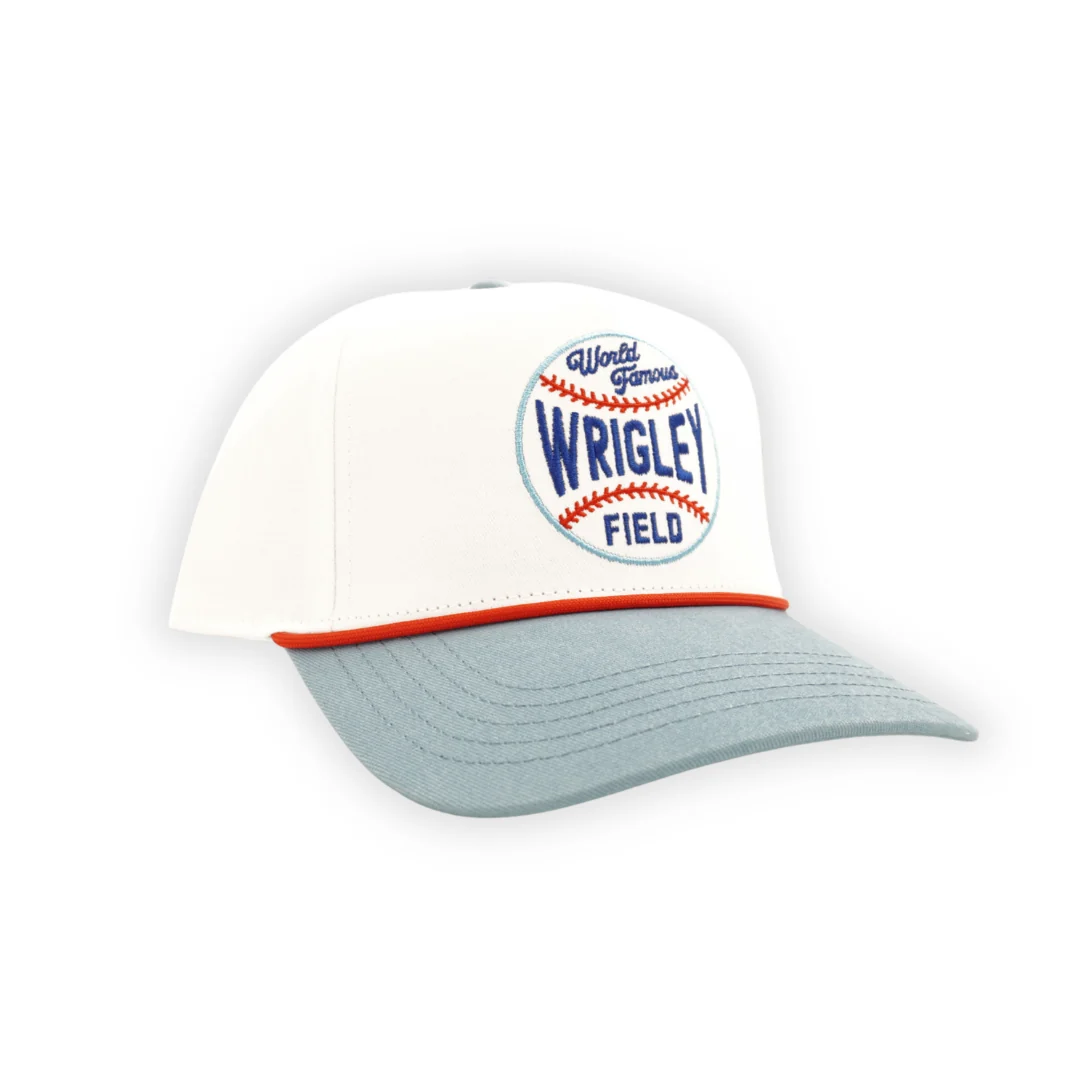 Wrigley Field Scottie Baseball Adjustable Cap in White/Light Blue by American Needle